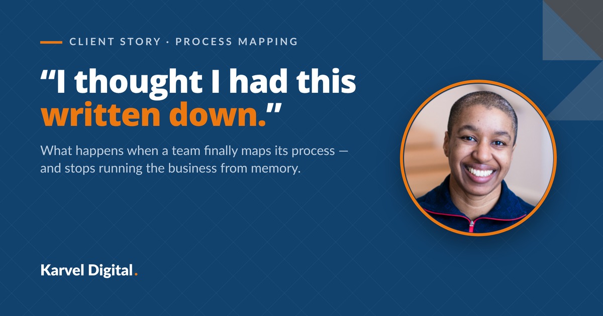 I thought I had this written down: What happens when a team full maps its processes and stops running the business from memory
